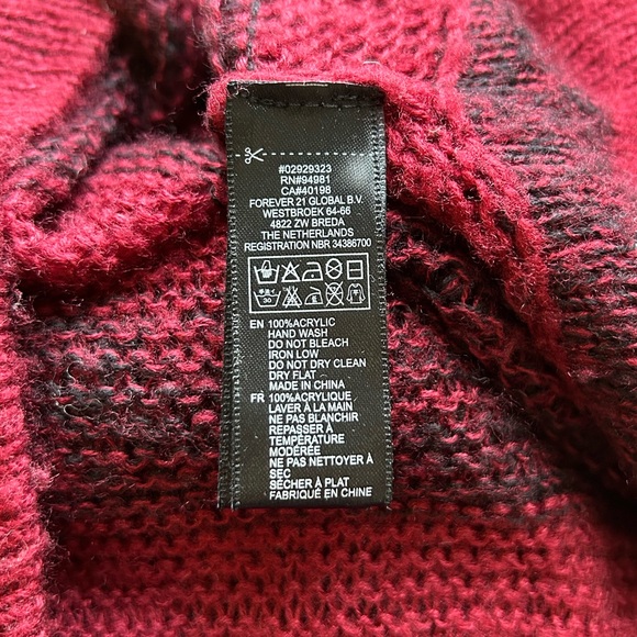 Forever21 Knit Deep V 3/4 sleeve red and black stripe tunic sweater dress in Med - Picture 6 of 6